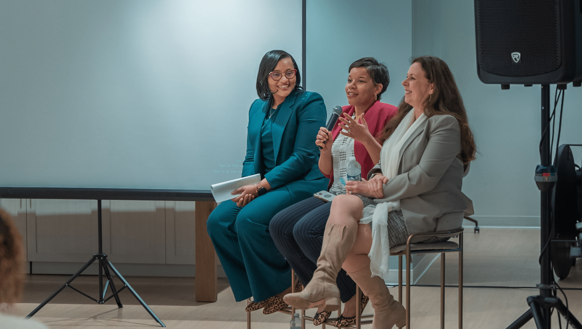 three women speaking