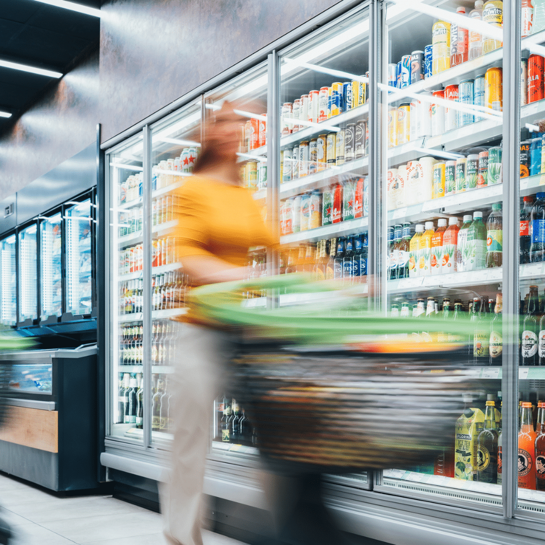 woman pushing grocery cart gen ai product ideeation